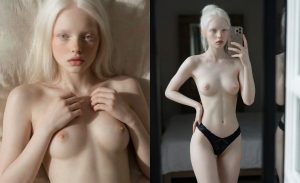 White Albino Flaunting Her Boobs In Nude Photos
