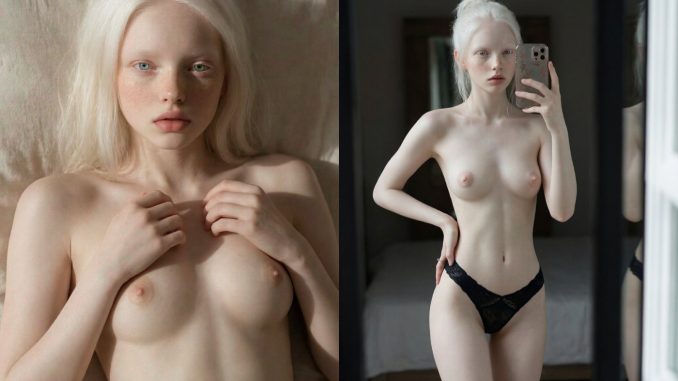 White Albino Flaunting Her Boobs In Nude Photos